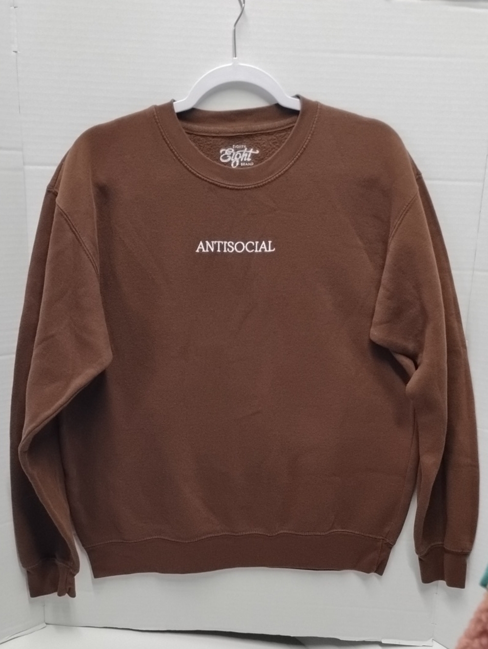 Eighty Eight Brown 'ANTISOCIAL' Crewneck Sweater
